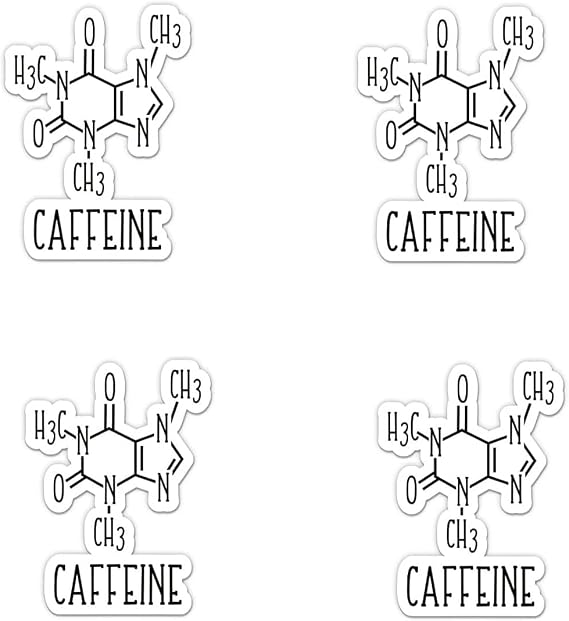 Pack of 4-3 Inch Stickers - Caffeine Molecule Sticker - Laptop Sticker - Waterproof Vinyl for Car Phone Water Bottle - Coffee Decal - Sticker Graphic Decal