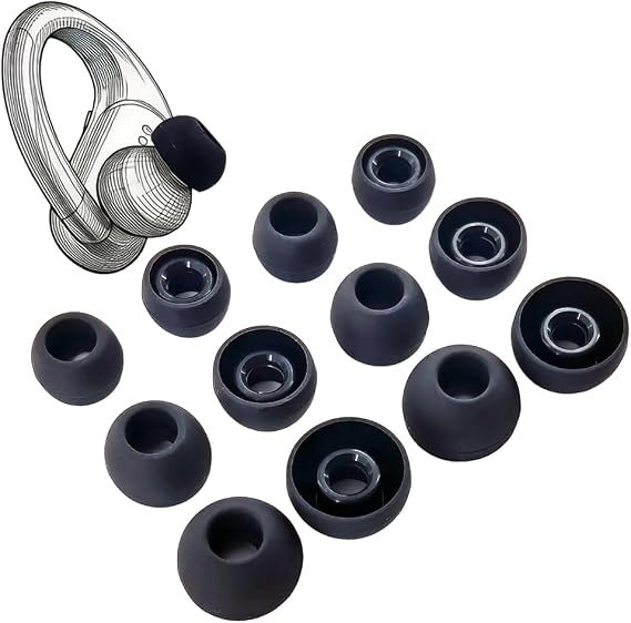 Replacement Silicone Eartips for JBL Endurance Earbuds,12 Pcs,Black