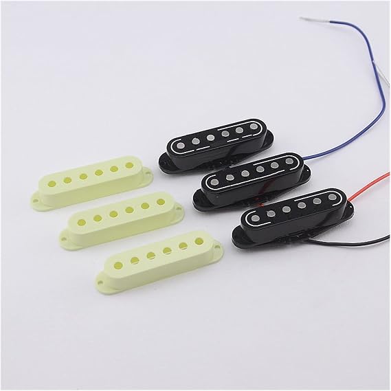 1 Set 3 Pieces Single Alnico Pickup for Electric Guitars Color : With MG Covers