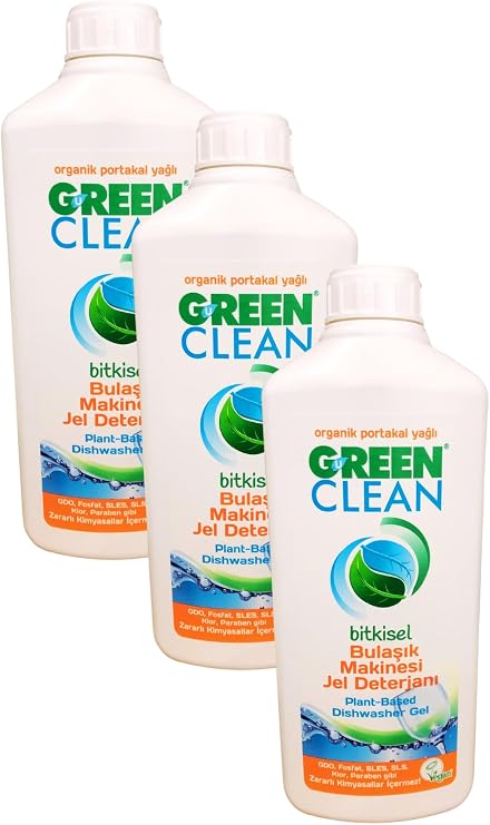U Green Clean Organik Portakal Yağlı Bitkisel Bulaşık Makinesi Jel Deterjanı 1000ml. 3 Lü Set