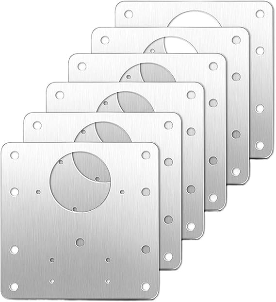 Cabinet Hinge Repair Plate Stainless Steel with Screws Hinge Fixing Plate Hardware Repair(6 Pieces)