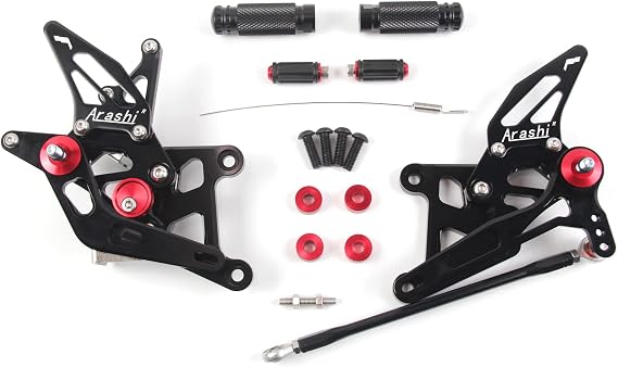 Arashi Version 1.0 Adjustable Rearsets for Honda CB300F CBR300R 2015-2023 ABS include, Black Motorcycle Accessories Parts