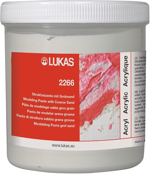 LUKAS Acrylic Medium Modeling Paste Coarse Sand 250ml for Artists - Texture Paste for Canvas, Modeling Paste for Textured Art, Create Reliefs & Faux Finishes, Slow Drying, Professional Grade