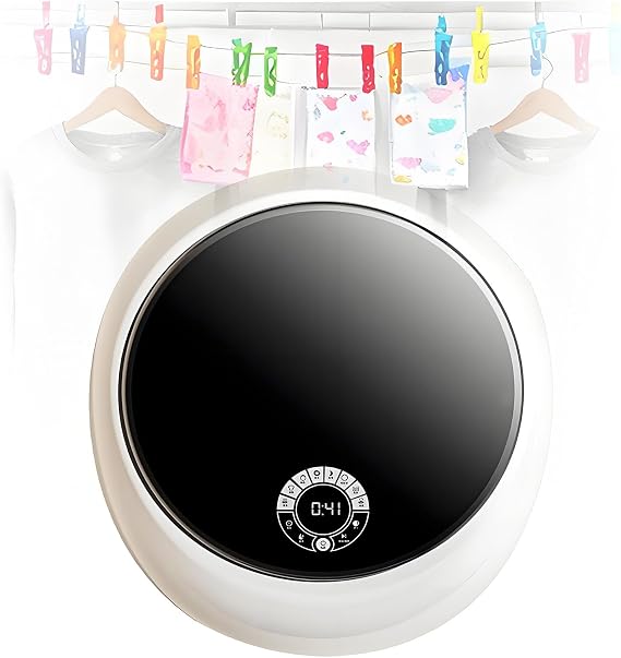 Portable Clothes Washing Machines Wall Mounted Mini Washing Machine Portable Fully Automatic Front Drum Washing Machine Washing Capacity 3kg for Bathroom White