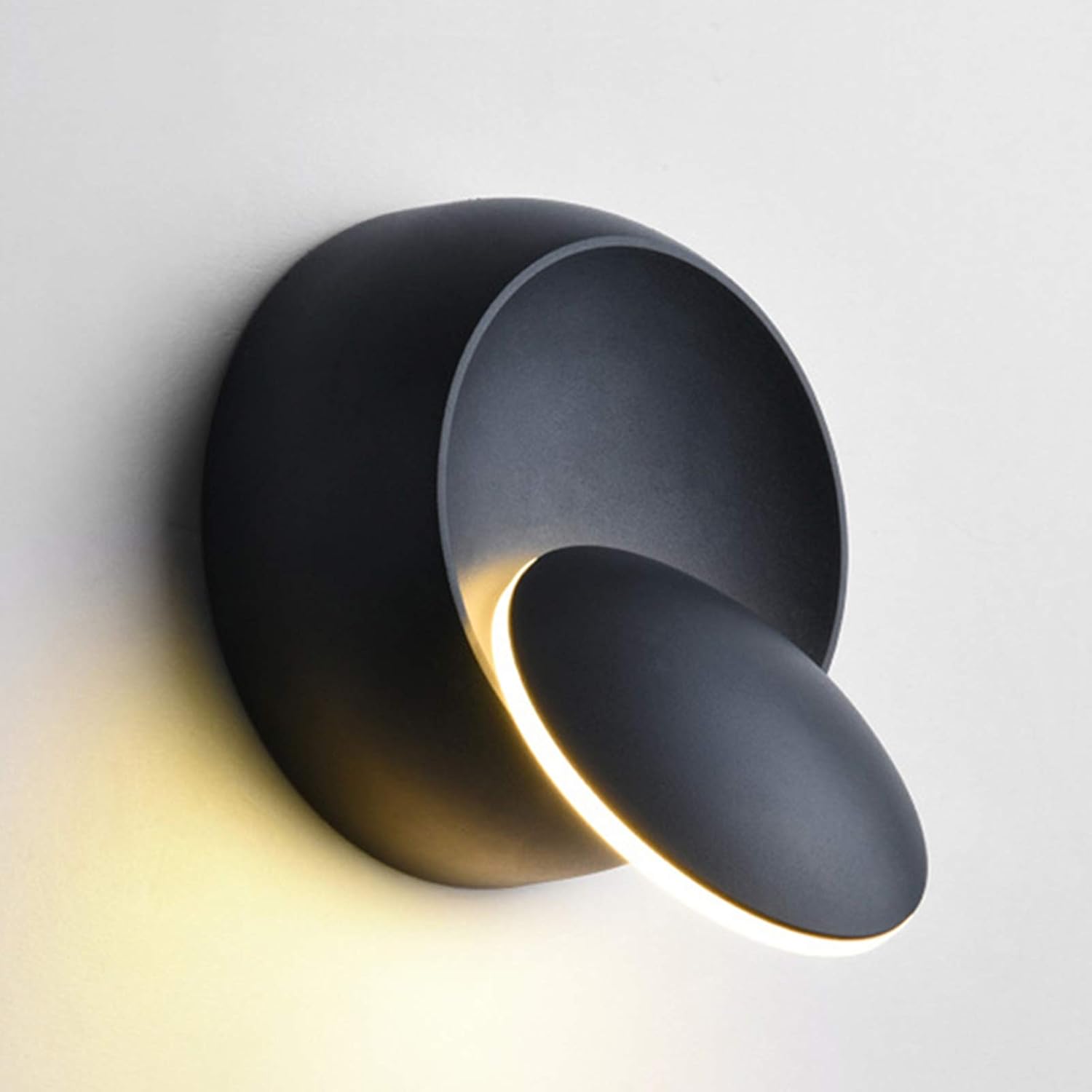 LED Wall Light Rotatable 350 Degree Modern Indoor Wall Lamp Adjustable Angle Lighting Direction Wall Sconce Lighting Fixtures for Living Room Bedroom Bathroom Room Hallway, Warm White 5W, Black [Energy Class E]