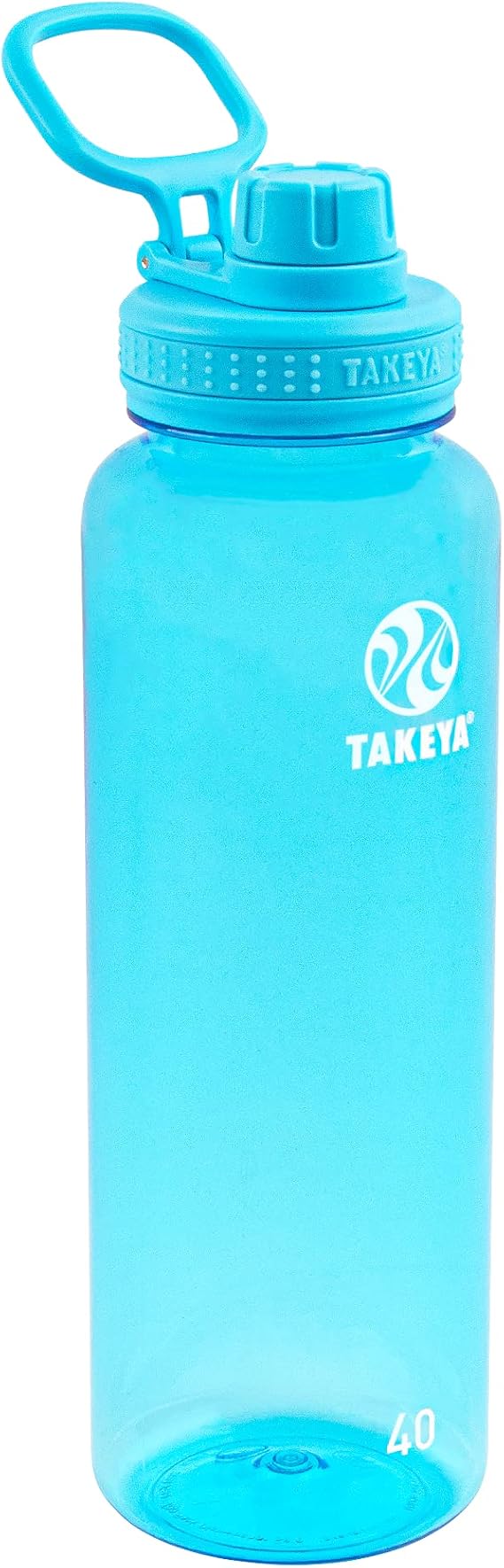Takeya Tritan Sport Water Bottle with Spout Lid - BPA-Free & Dishwasher-Safe Water Bottle - Reusable Bottle with Lid Handle - Simple Leak-Proof Water Bottle - 40 oz, Breezy Blue