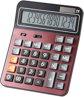 Financial Professional Standard Calculators,Large Calculator,OfficeBusinessScientific Desktop Calculator with 14-Digit Large Display, Solar and AAA Battery Dual Power...