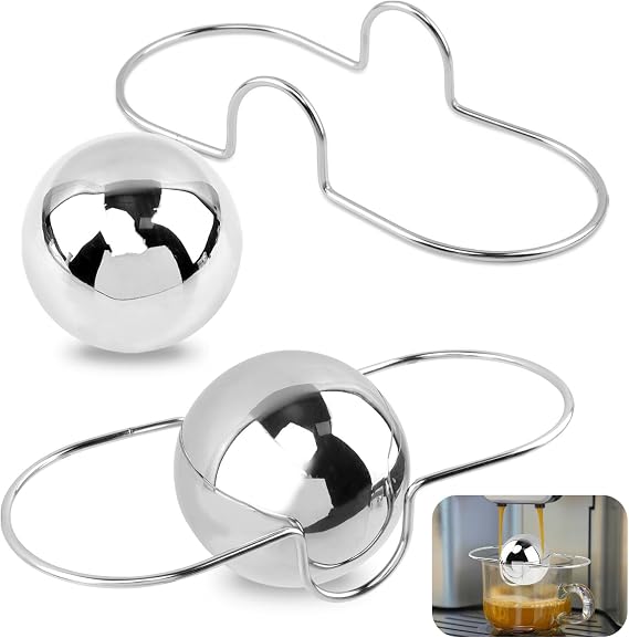 2 Pack Espresso Cooling Ball, XL 2.17in Stainless Steel Frozen Ice Rock for Coffee, Espresso Accessories Extract Brew Chilling Tool Chiller for Gift(silver)