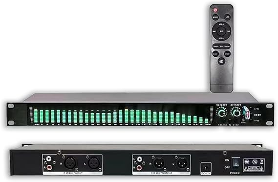 31 Bands Digital Equalizer, Digital Equalizer, with 21 Preset Effects, Low/Mid/Treble Adjustment, Stereo Graphic Audio Equalizer, Automatic Noise Reduction, for Recording Studio