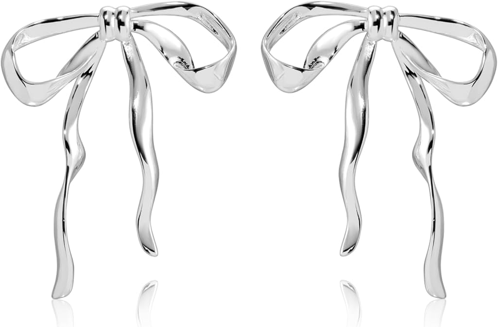 Ettika Stud Earrings For Women. Bow Organica Earrings. Silver Plated Earrings. Statement Stud Earrings for Women. Trendy Jewelry
