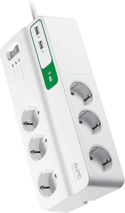 Schneider PM6U-GR 1836 Joule Anahtarlı 2 USB'li 6'lı 2 m Akım Korumalı Priz [Enerji Sınıfı A]