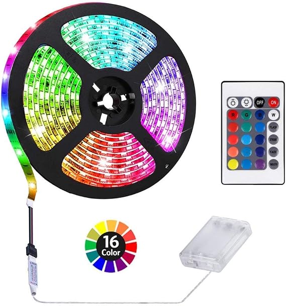 1M/3.3FT Battery Powered LED Strip Lights, Flexible Color Changing RGB LED Light Strip, TV Backlight Background Lighting