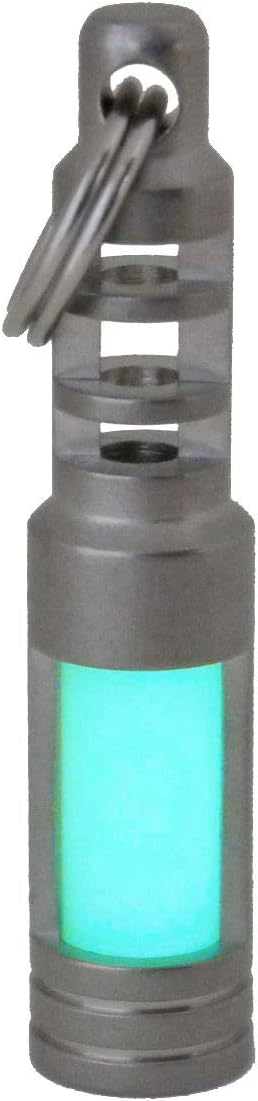 TEC Accessories Isotope Chain Reaction Fob - Hybrid Embrite Glow Fob Pellet (Aqua) and Stainless Steel Housing for 3x11mm Tritium Vial - EDC Tritium Keychain Accessory - Cool Keychains Accessories