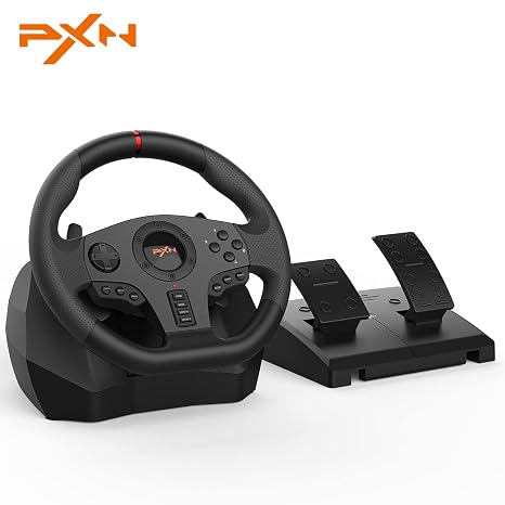 PXN V900 PC Steering Wheel Gaming - 270/900 Xbox Steering Wheel with Linear Pedals & Left and Right Dual Vibration for PS4, PC, Xbox One, Xbox Series X|S, Switch