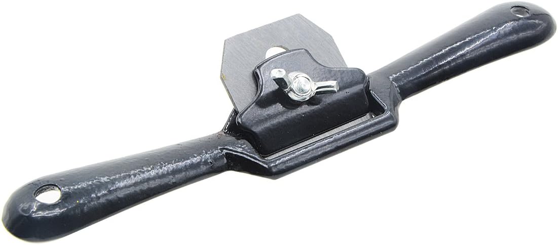 Spokeshave Tool, Saim DIY Cast Iron Woodworking Handed Plane Adjustable Woodwork Manual Planer Deburring Hand Tools for Wood Craft, Wood Craver, 44mm Cutter Width, 205mm Length, Silver & Black