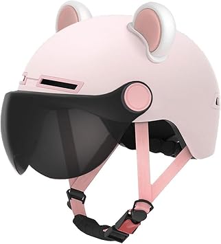 Low Profile Cute Motorcycle Open Face Cat Ears DOT Approved Helmet,Youth Motorbike Half Helmet with Visor,Men Women Street Scooter Cruiser Moped ATV Electric Helmet