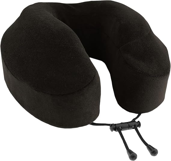 Cabeau Neck Pillow for Airplane Travel Evolution Classic Memory Foam U Shaped Design Supportive for Sleeping with Adjustable Support Clasp (Midnight Black)
