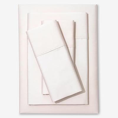 BrylaneHome Solid Damask Cotton Sateen 1000 Thread Count 6 Piece Sheet Set with Deep Pockets - Queen, Pearl