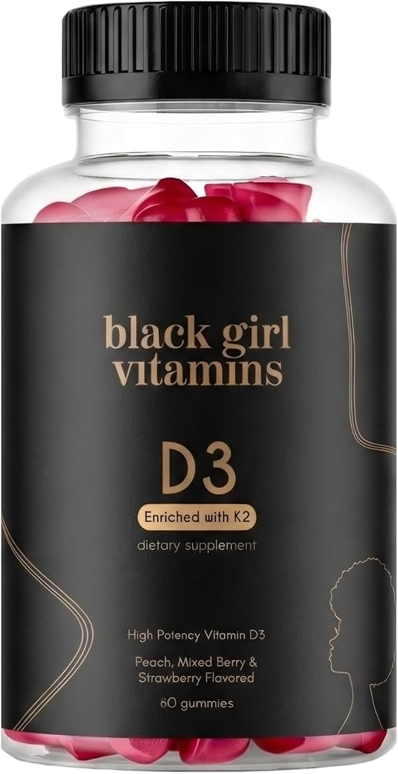 Black Girl Vitamins - Vitamin D3 Gummies, for Immune, Energy, and Bone Support, 2000IU (50mcg) Vitamin D per Serving, Gluten-Free Vitamin D Gummies
