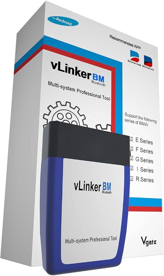 Vgate OBD2 Bluetooth Scanner vLinker BM Bimmercode Diagnostic Tool for BMW/Mini, Work with Android and Windows only