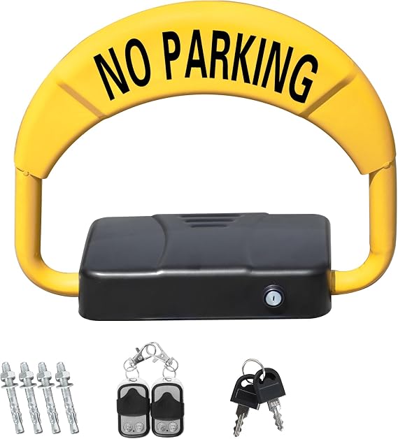 ORIENTOOLS Automatic Remote Control Parking Lock, Folding Parking Barrier Batteries Not Included, 98ft Private Car Parking Latch Space Lock Parking Blocker for Home, Business, Office & Commercial Use
