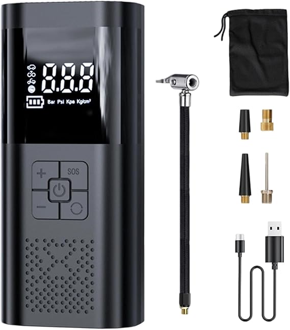 Portable Car Tire Compressor, Digital Display, Cordless, Portable, Multifunctional Inflator, Car Air Pump, For Bicycles, Motorcycles, Trucks, Vehicles, Travels, Emergencies, Home, Outdoors, Indoors