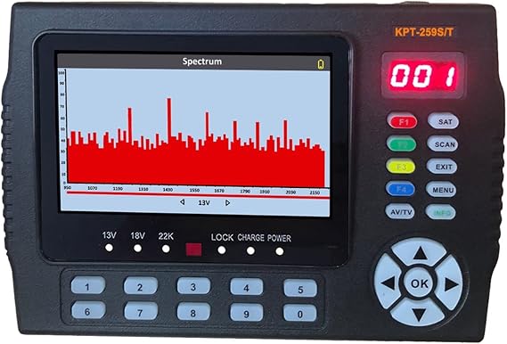 KPT-259ST DVB-S2 DVB-T2 DVB-C Satellite Finder Meter HD Satellite TV Receiver Spectrum Analysis