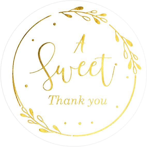 joycraft 120Pcs A Sweet Thank You Stickers, 2Inch Gold Foil Thank You Gift Stickers, Sweet Thanks Self-Adhesive Labels for Wedding, Baby Shower, Birthday, Anniversary, Gift Wrapping