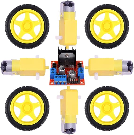 L298N Motor Driver Module Controller Board Dual H-Bridge with Robot Stepper DC TT Motor 1:48 and Smart Car Tire for Arduino Smart Car Power UNO MEGA R3 Mega2560