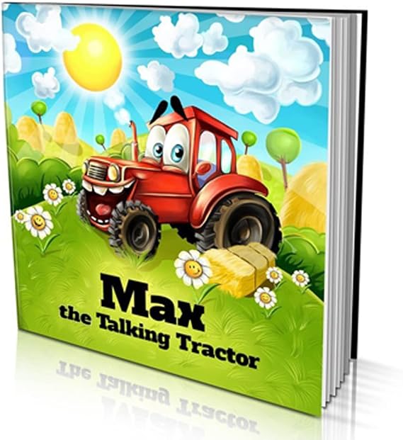 Dinkleboo Personalized Story Book The Talking Tractor - for Kids Aged 0 to 8 Years Old - A story about your child being a red tractor that never stops talking!