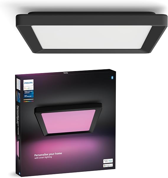 Philips Hue Tento Siyah Sıva Üstü RGB Akıllı LED Panel Tavan Armatürü 30x30cm 1340 Lumen - 25.000 Saat Ampul Kullanım Ömrü [Enerji Sınıfı A]