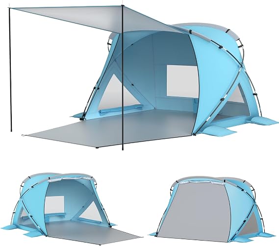 Elegear CumbreXTM Beach Tent Sun Shelter with Canopy 4-6 Person Blue