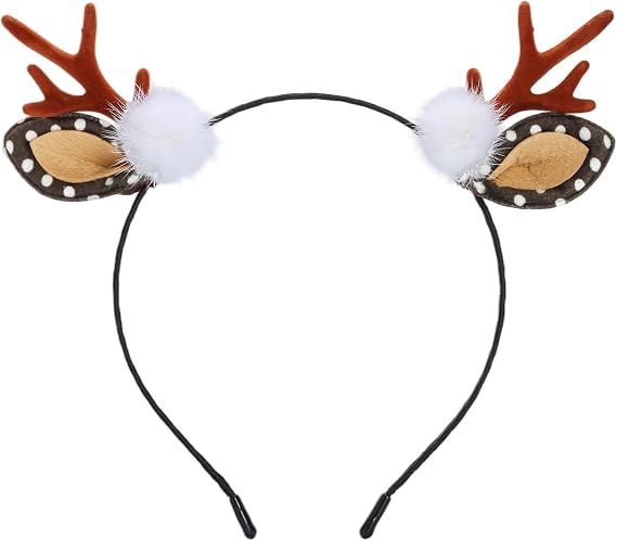 Komotu Deer Reindeer Antler Fawn Horn Ears Headband for Christmas Halloween Women Costume Hair Accessories