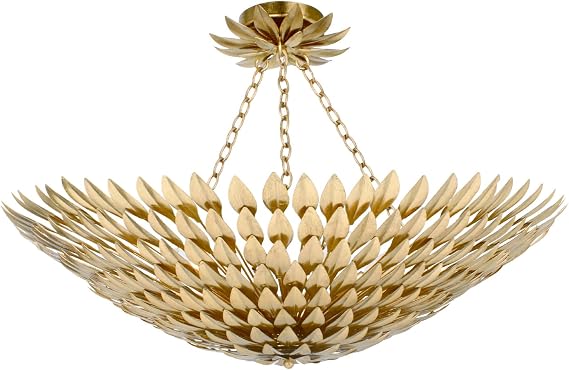 Crystorama Broche 8 Light Antique Gold Semi Flush Mount