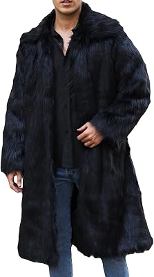 Men Faux Fur Coat 2024 Open Front Warm Winter Thicken Cardigan Overcoat Fluffy Soft Long Parka Jacket Outwear