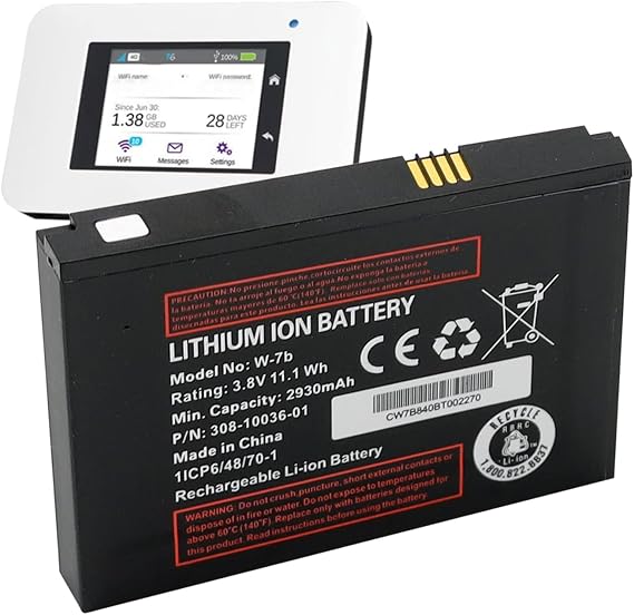 W-7B Battery 2026 Upgraded for Unite Express 2 Netgear Aircard 800s Optus 4G WiFi Modem AC800S Replacement Battery 2930mAh