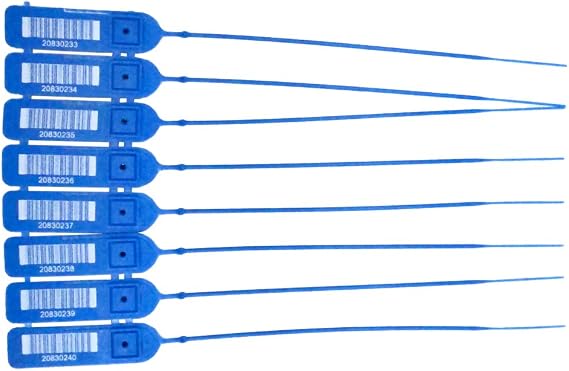 Blue Pull-Tight Barcode Security Seals 8'', 1,000 Seals