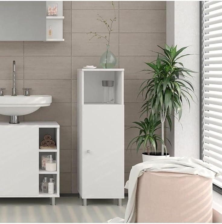 Tek Kapaklı 3 Raflı Çok Amaçlı Banyo Dolabı Mutfak Dolabı Havlu Dolabı Erzak Dolabı Beyaz Md1007