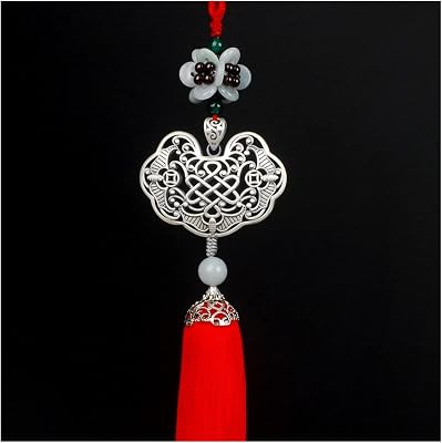Car Interior Good Luck Pendant Car Rearview Mirror Interior Pendant Sterling Silver Safety Wishful Lock Car Pendant Gift Color : 1#