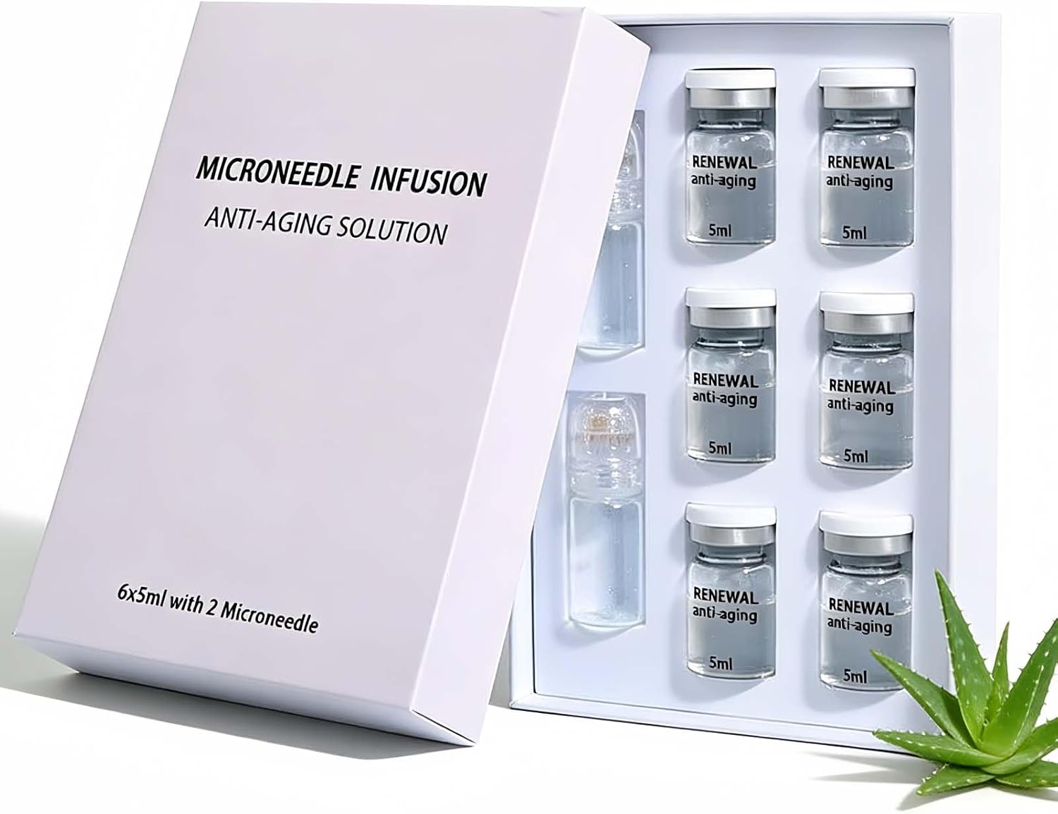 6PCS Micro Infusion System for Face, Microneedling Serum with Hyaluronic Acid & Collagen, 0.05mm Stamp Micro Needling Kit for Deep Hydration, Firming and Skin Care At Home