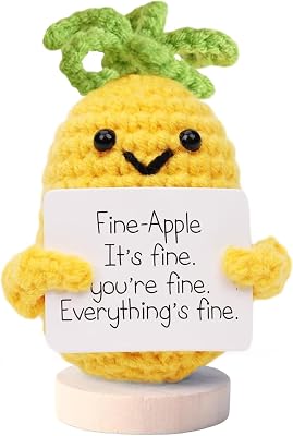 Handmade Mini Funny Positive Emotional Support Pickle, Cute Stuff Funny Knitted Wool Handwoven Ornaments Crochet Birthday Gifts Under 10 Dollars for Women Coworkers Friend Family