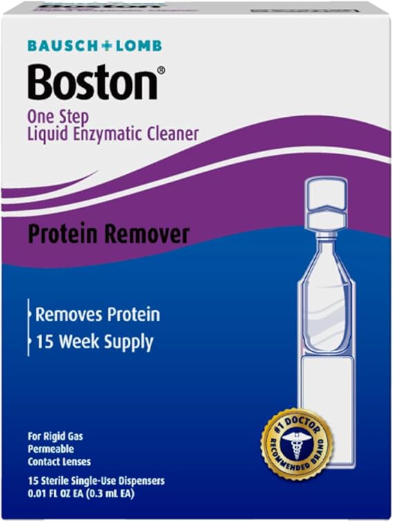 Boston One Step Liquid Enzymatic Cleaner Protein Remover for Rigid Gas Permeable Contact Lenses, 15-Week Supply