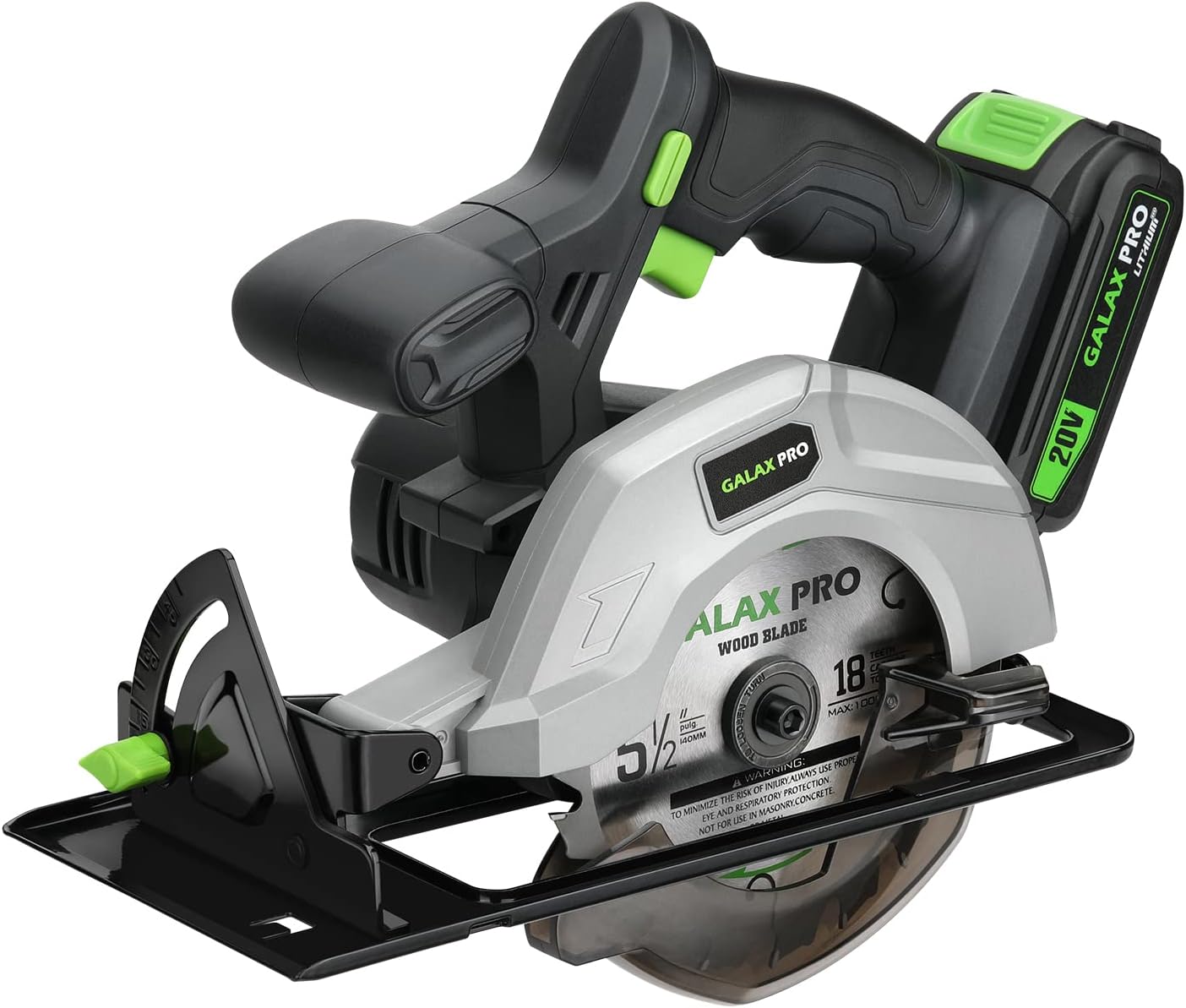 GALAX PRO Circular Saw, 140mm Cordless Circular Saw 20V with 2 Blades 18T48T, 3800RPM Variable Speed, Includes 2.0Ah Lithium Battery and Charger, Max Cutting Depth 41mm90°, 36mm45°