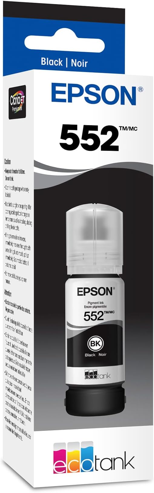 Epson 552 EcoTank Ink Ultra High Capacity Bottle Black T552020-S, Compatible with EcoTank Photo ET-8500, ET-8550