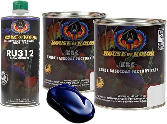 House of Kolor C2C-KBC04 Oriental Blue Kandy Basecoat 2 Quart Kit + Slow Reducer
