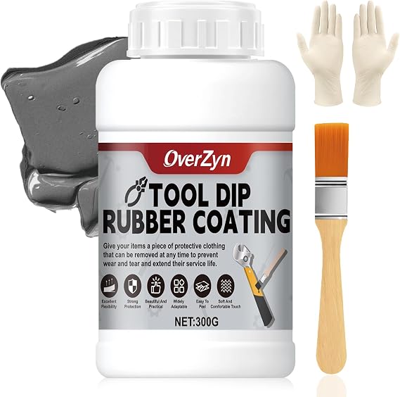 Tool Dip Rubber Coating, Wear Resistant Slip Proof Flexible, Grey,10 Oz