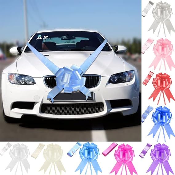 Time to Sparkle 1 Bow+7m Ribbon Wedding Car Ribbon Decoration(Baby Blue) | Gift Wrapping Bows Kit for Wedding Car Baskets Presents Christmas Bow