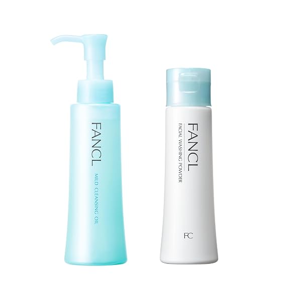 FANCL Double Cleanser set for Face Mild Cleansing Oil & Facial Cleansing Powder, Japanese Makeup Remover set