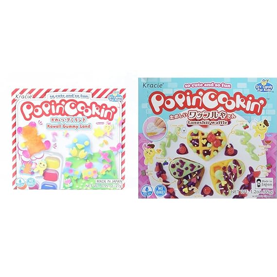 Kracie Popin' Cookin' DIY Candy Making Bundle - Gummy Land Kit and Waffle Kit (1.2 Ounce)