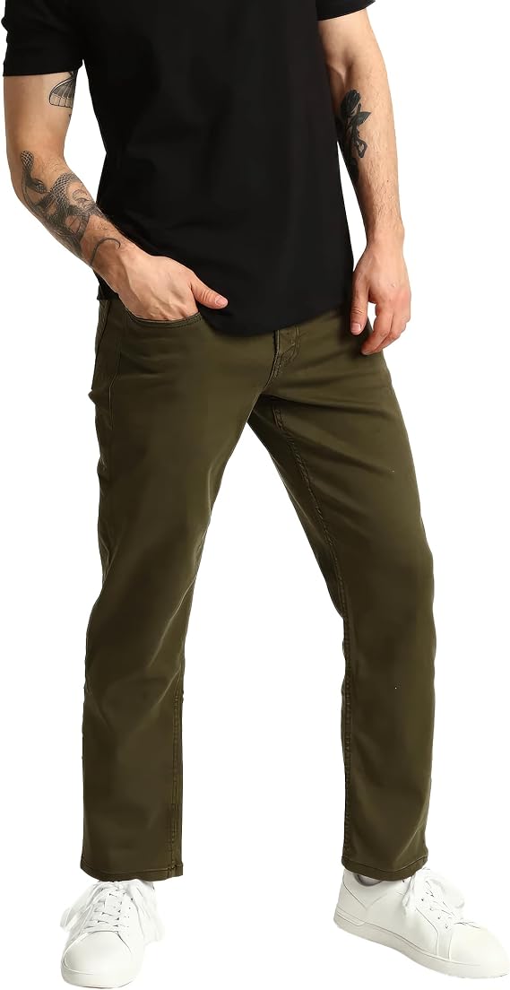 The Perfect Jean Denkhaki Khaki Pants for Men Athletic Fit, Stretch Dress Pants for Men